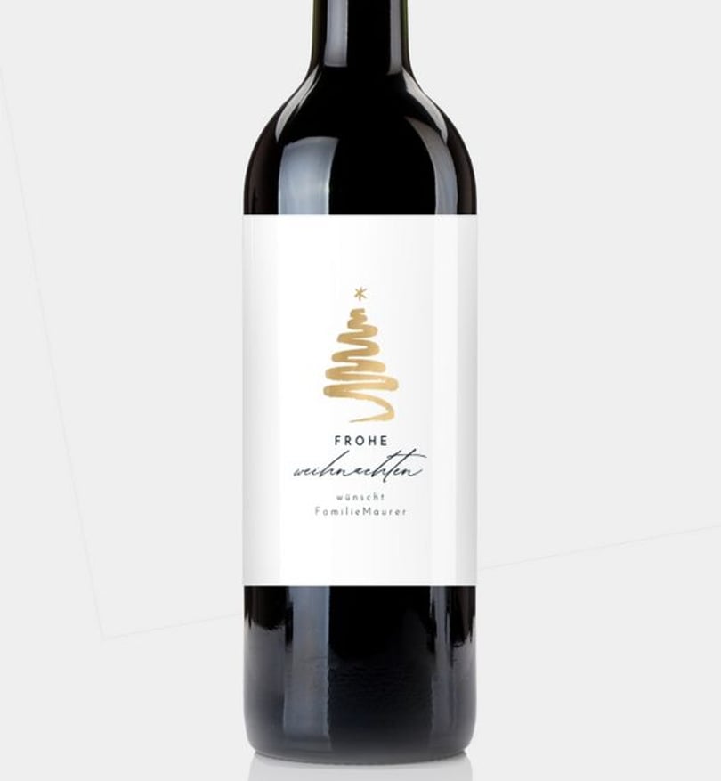 Flaschenetikett Weihnachten Golden tree · Classic