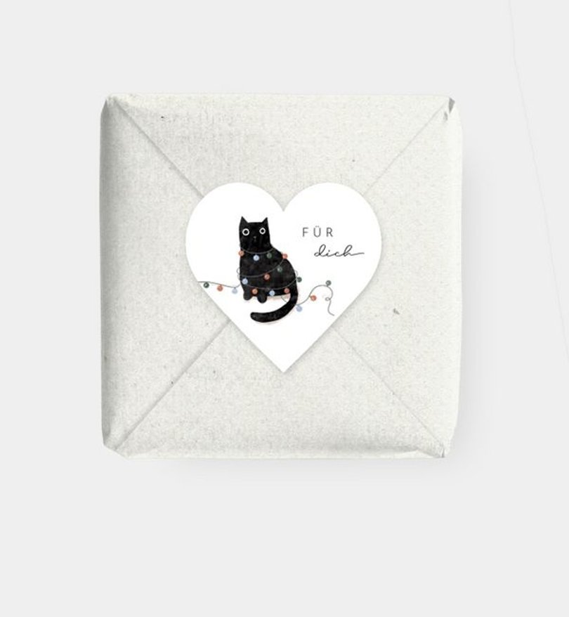 Geschenkaufkleber Weihnachten Turbulent Cat