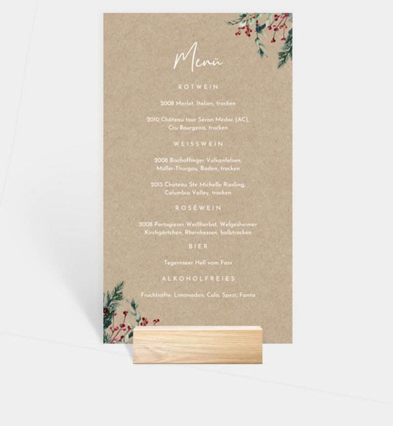 Menükarte Weihnachten Crafty green · Vintage