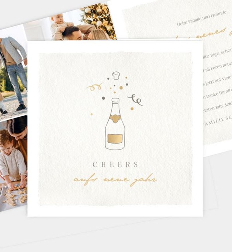 Neujahrskarte Weihnachten Champagne