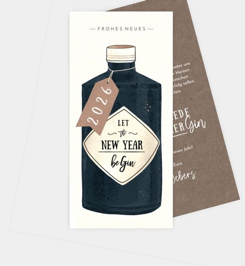 Neujahrskarte Weihnachten Gin Gin