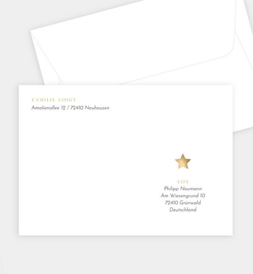Briefumschlag Weihnachten Golden Star