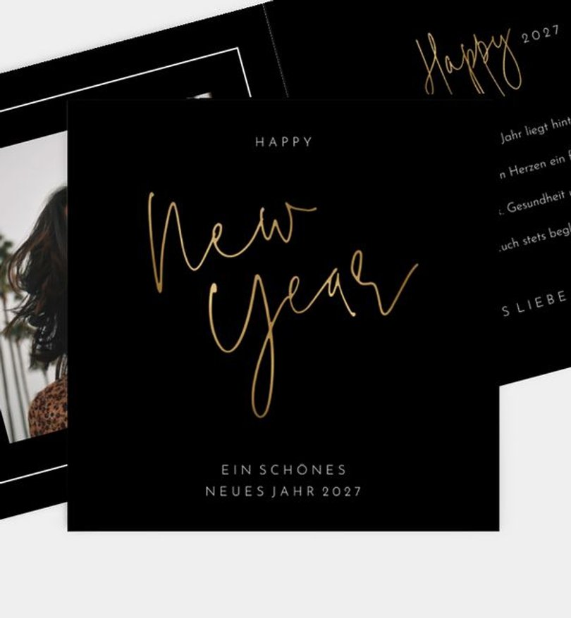 Neujahrskarte Weihnachten Glam Look