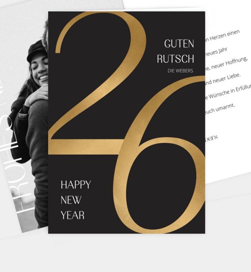 Neujahrskarte Weihnachten Golden Number