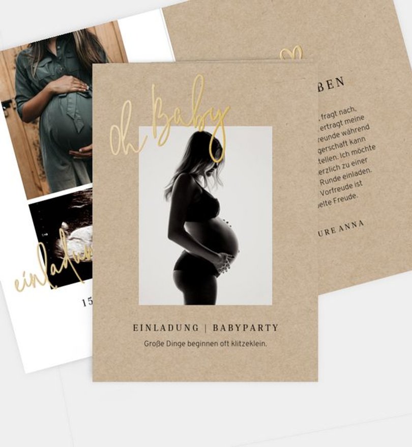 Einladungskarte Babyshower Golden Moment