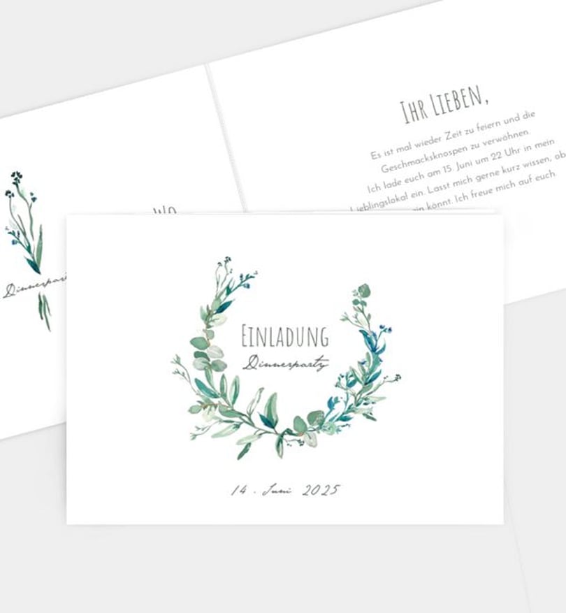 Einladungskarte Dinner Soft Green
