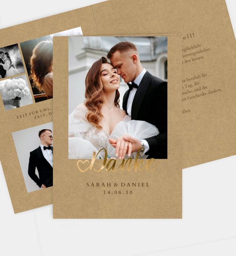 Dankeskarte Hochzeit Ja · Mitten ins Herz