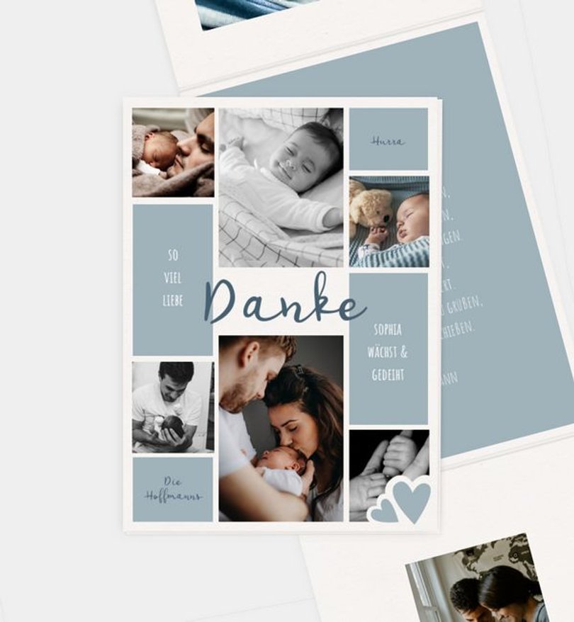 Dankeskarte Geburt Sweet Blue