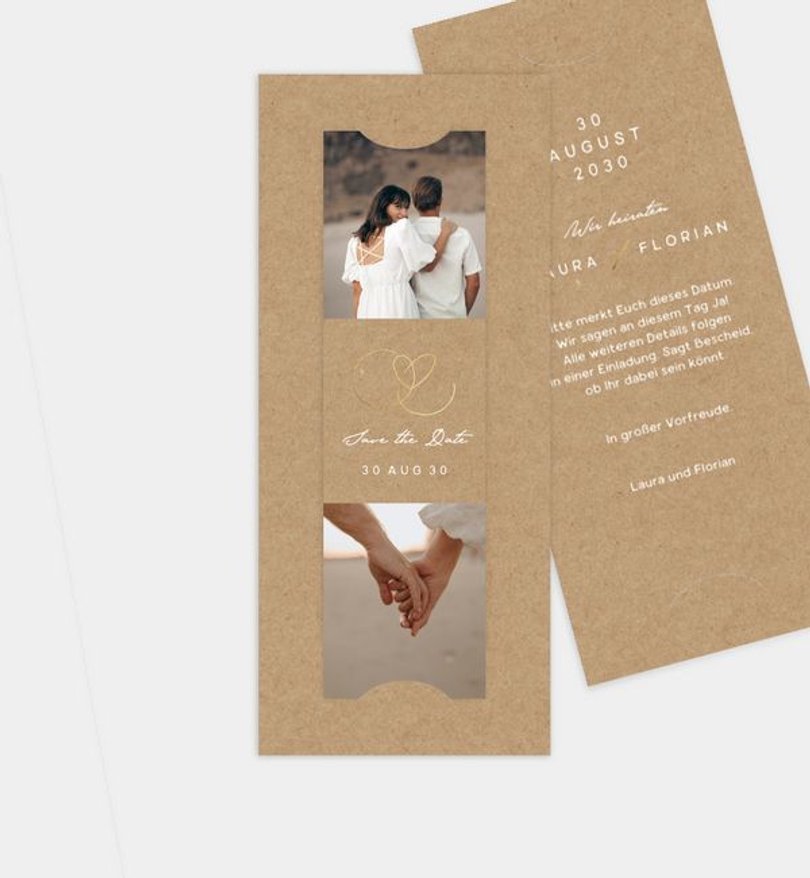 Save-The-Date Karte Hochzeit Ewiges Herzgold · Crafty