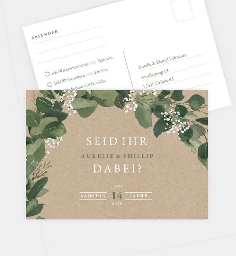 Antwortkarte Hochzeit Eucalyptus Wreath