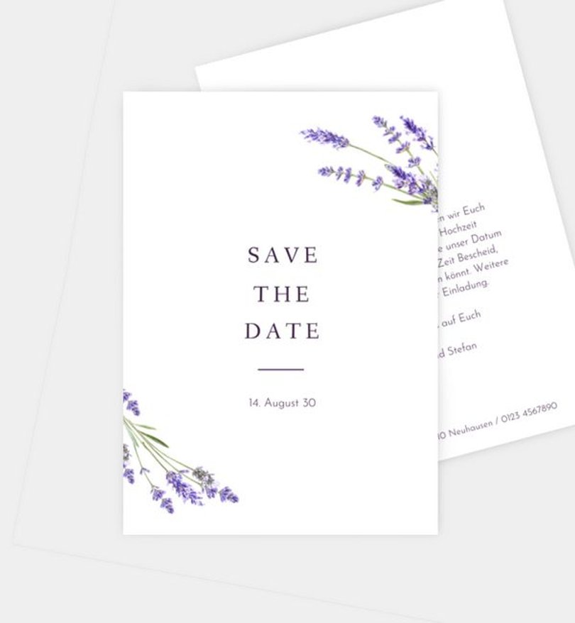 Save-The-Date Karte Hochzeit Lavender