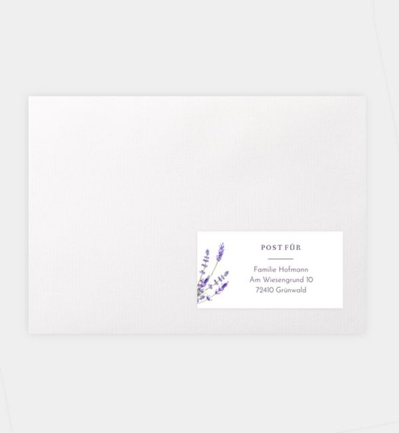 Empfängeraufkleber Hochzeit Lavender