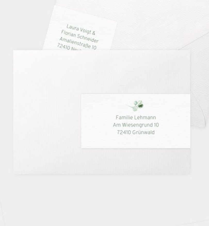 Adressaufkleber Hochzeit Eucalipto