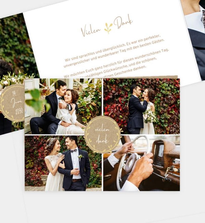 Dankeskarte Hochzeit Craftpaperbutton