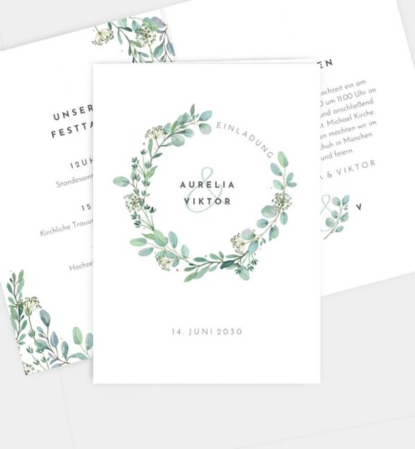 Einladungskarte Hochzeit Green Love