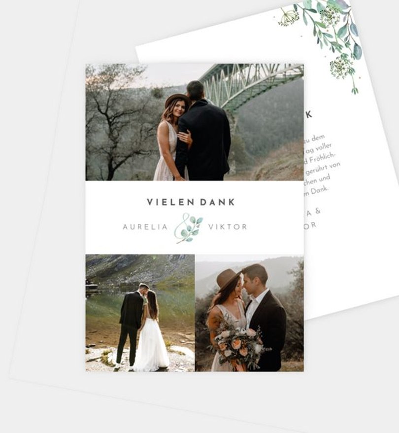 Dankeskarte Hochzeit Green Love