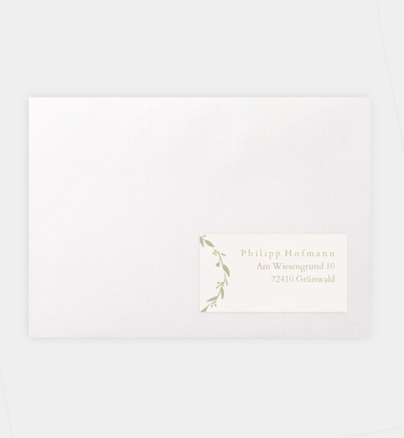 Empfängeraufkleber Hochzeit Zarter Zweig