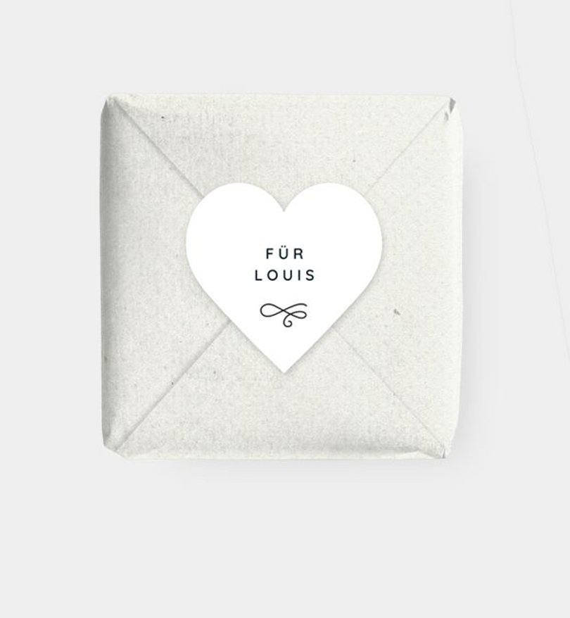 Geschenkaufkleber Geburt White Heart