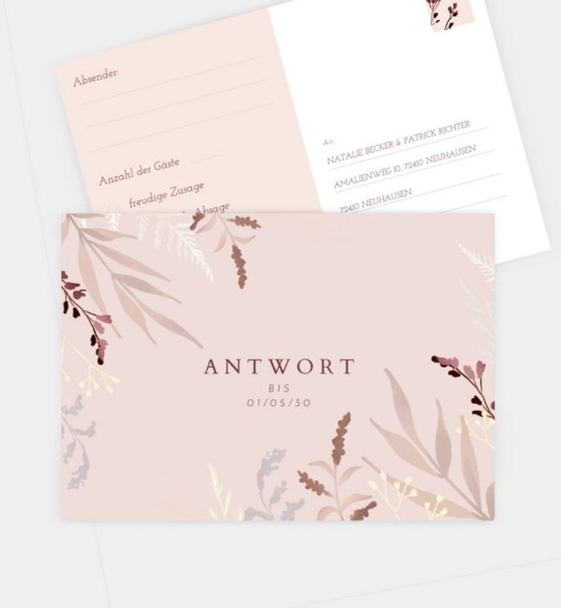 Antwortkarte Hochzeit Purple Love