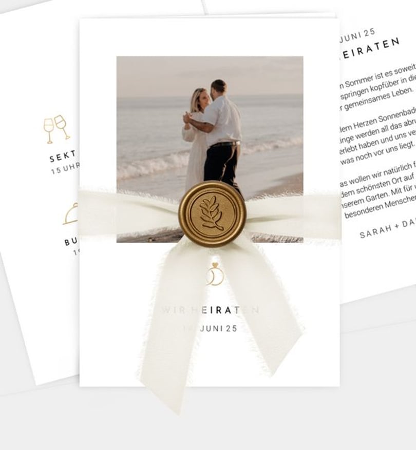 Einladungskarte Hochzeit Goldene Ringe