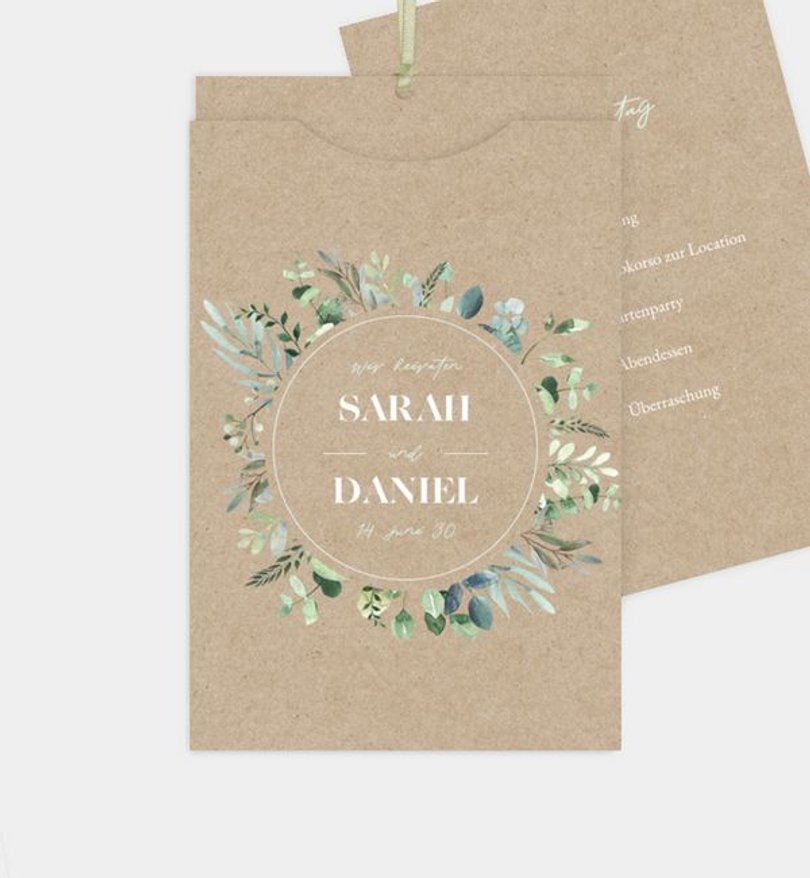 Einladungskarte Hochzeit Minty Flower
