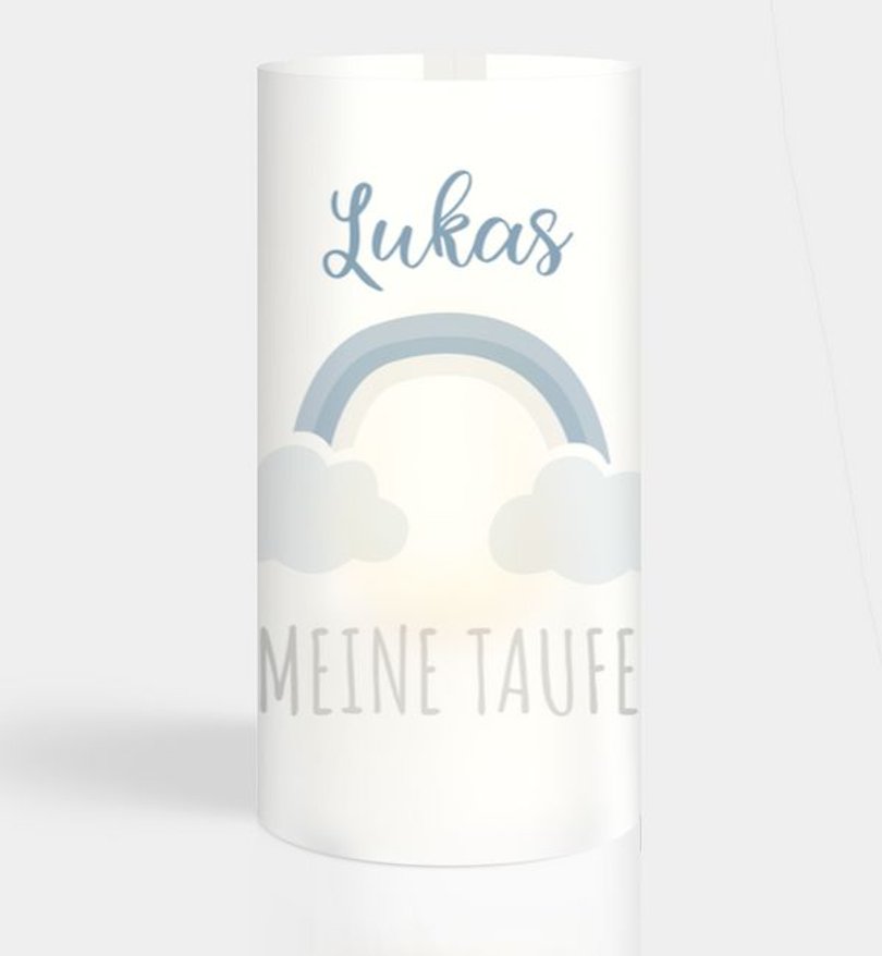 Windlichtkarte Taufe Täubchen