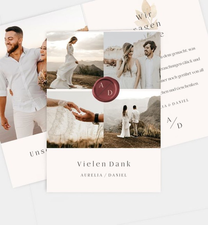 Dankeskarte Hochzeit Liebe besiegelt
