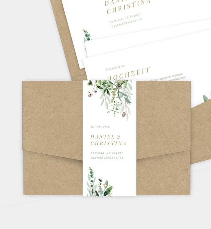 Einladungskarte Hochzeit Green Wall