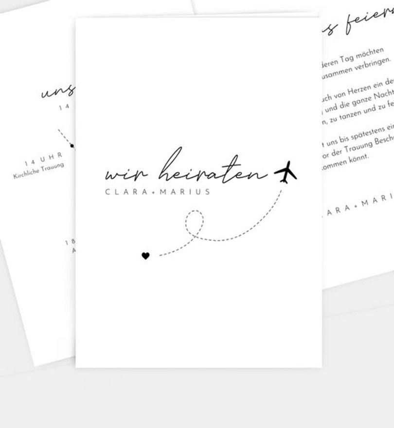 Einladungskarte Hochzeit Mit Dir fliegen