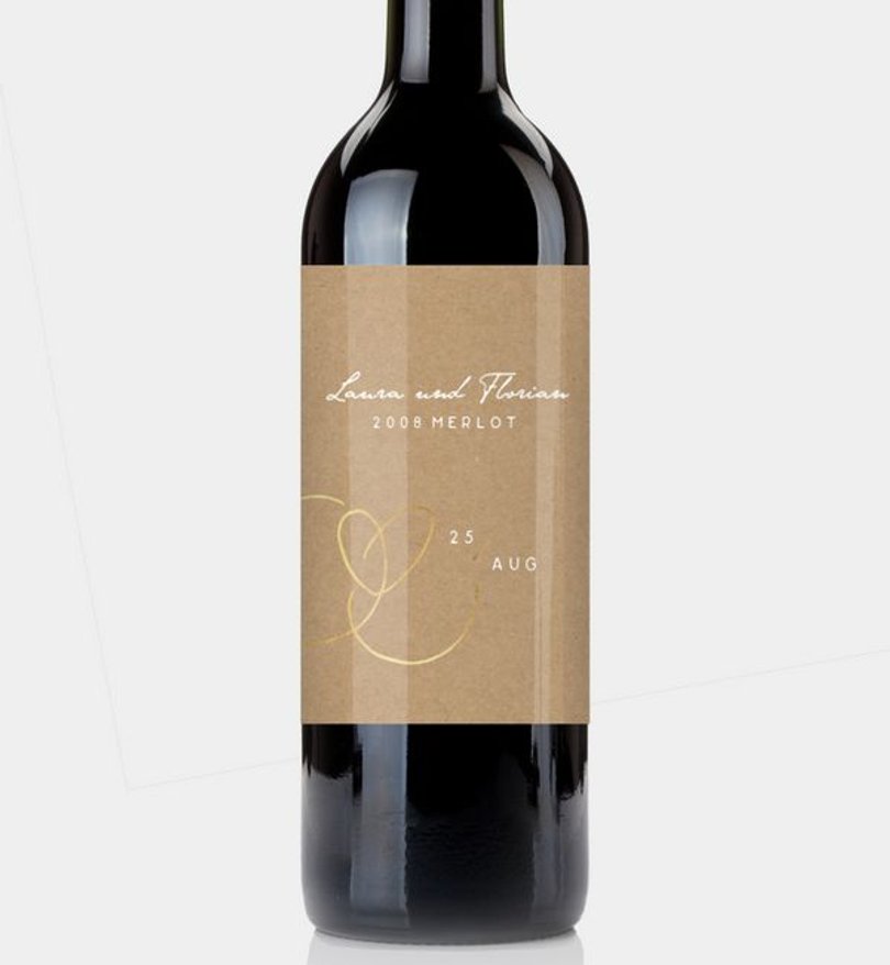 Flaschenetikett Hochzeit Ewiges Herzgold · Crafty