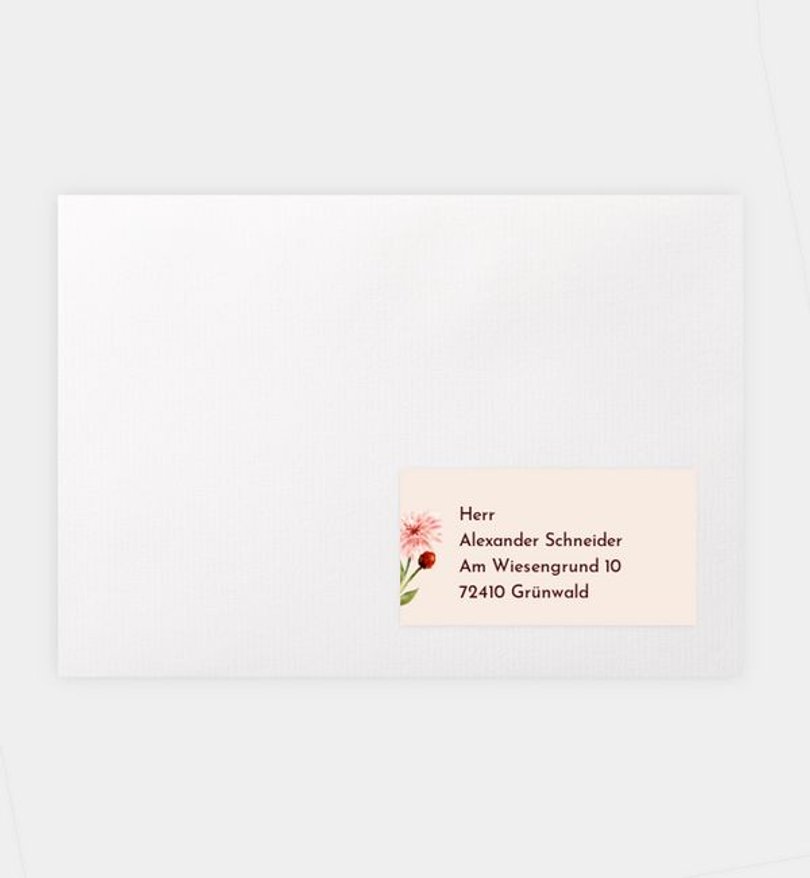 Empfängeraufkleber Taufe Blumenaquarell