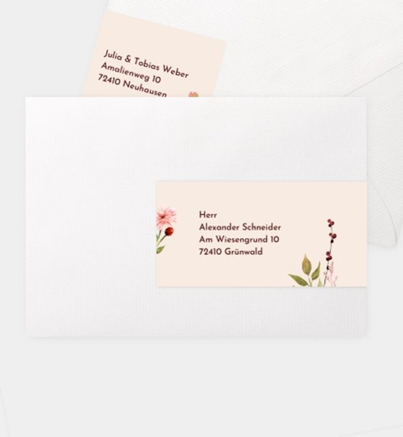Adressaufkleber Taufe Blumenaquarell