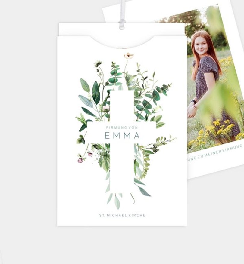 Einladungskarte Firmung Green bouquet