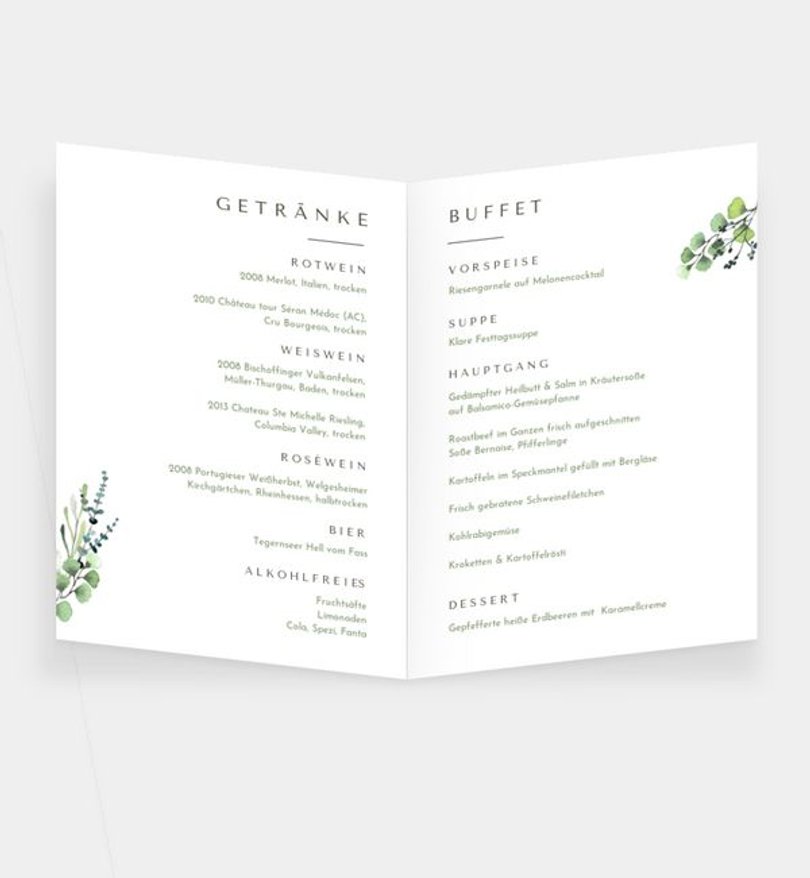 Einleger - Menükarte Konfirmation Schönes Land · Vintage