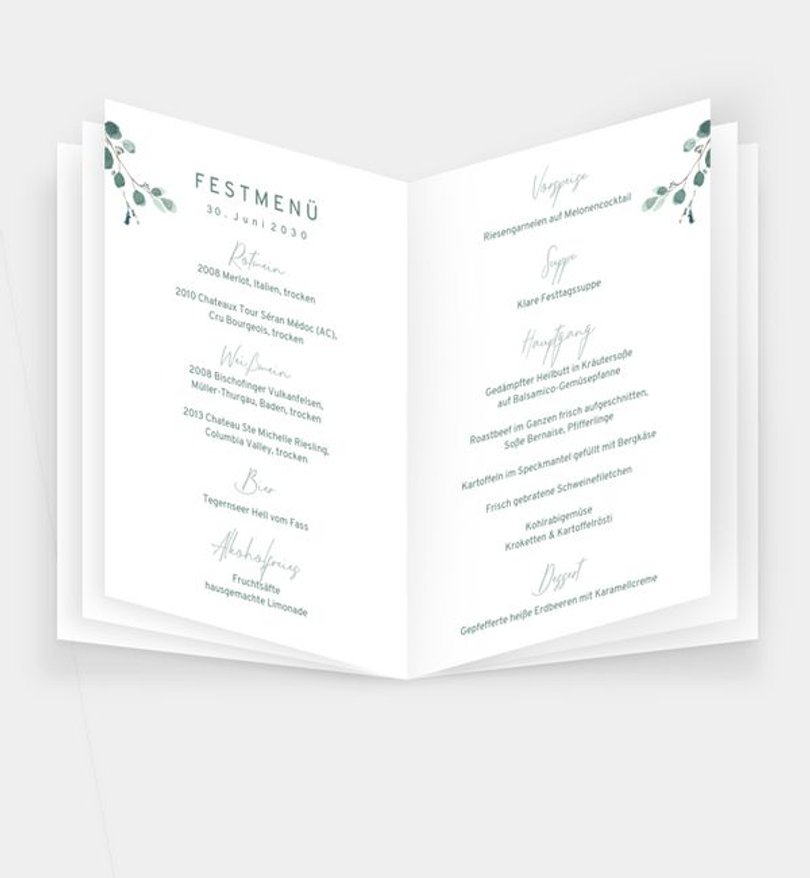 Einleger - Menükarte Konfirmation Sommerduft