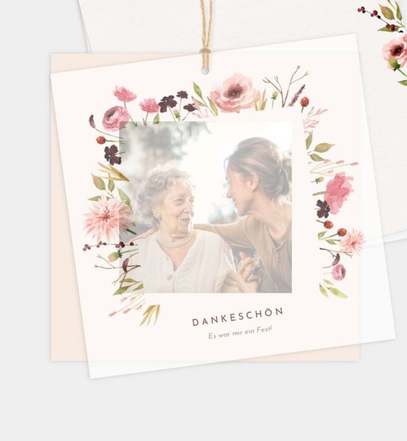 Dankeskarte Geburtstag Blumenaquarell