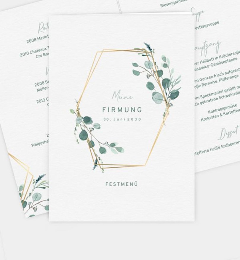 Menükarte Firmung Sommerduft