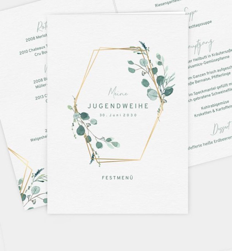 Menükarte Jugendweihe Sommerduft