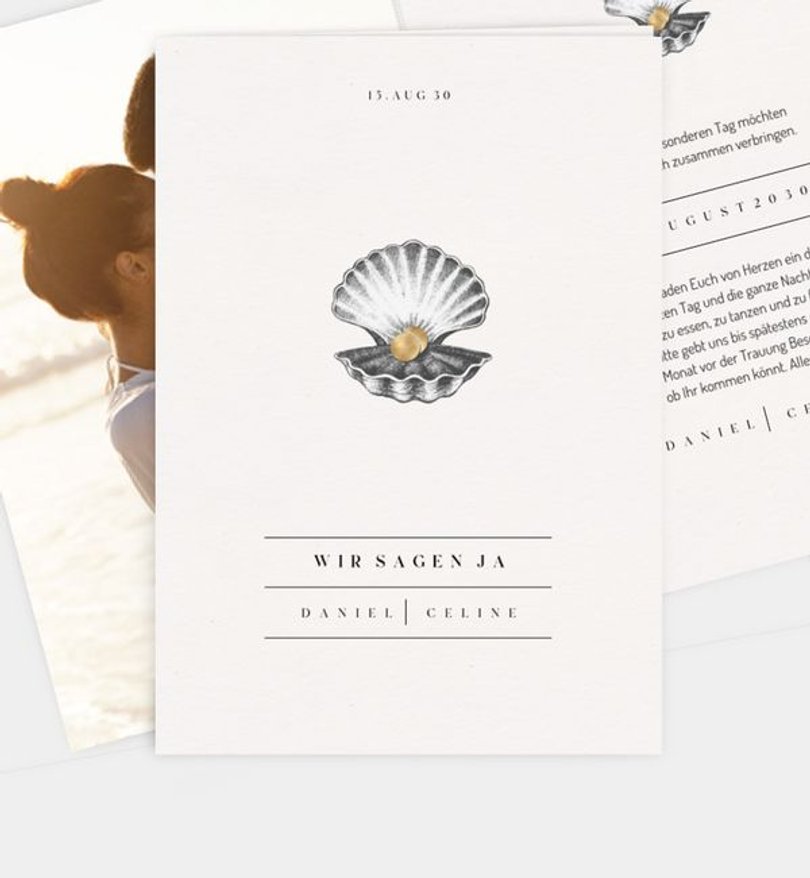 Einladungskarte Hochzeit Golden Sea