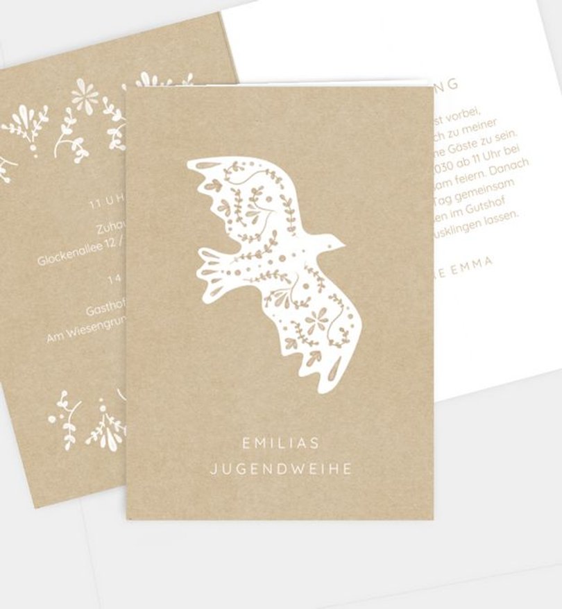 Einladungskarte Jugendweihe Bird · Crafty