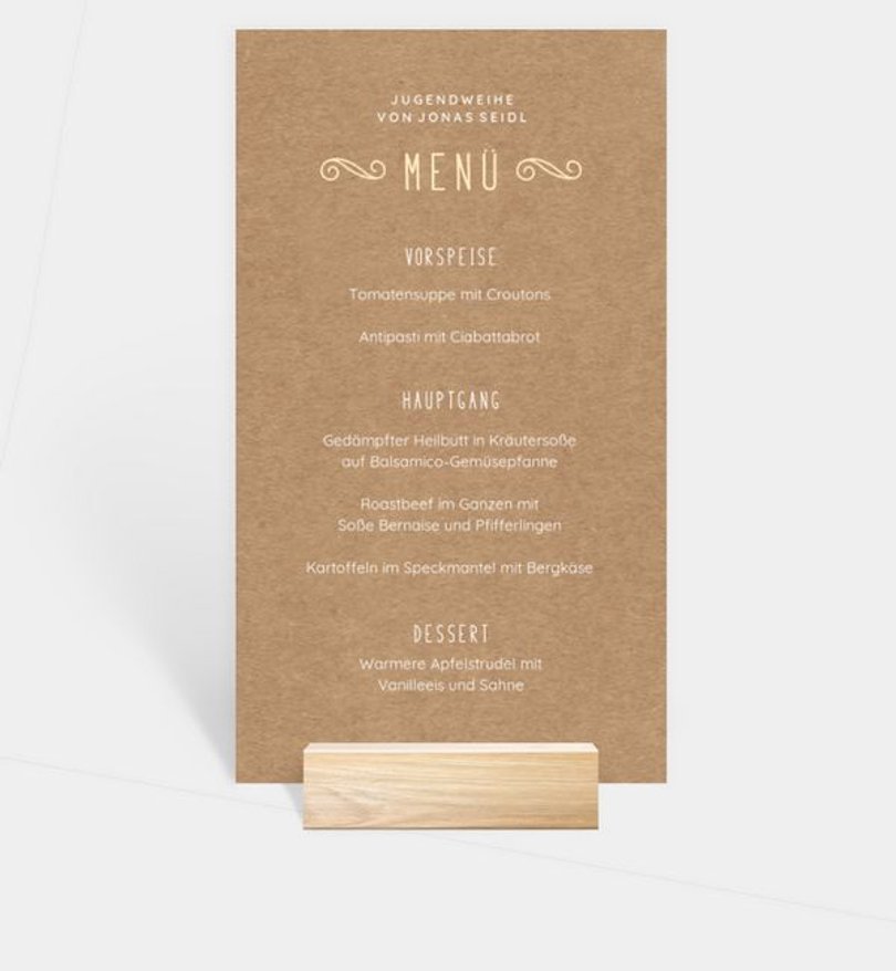 Menükarte Jugendweihe Lovely Vintage