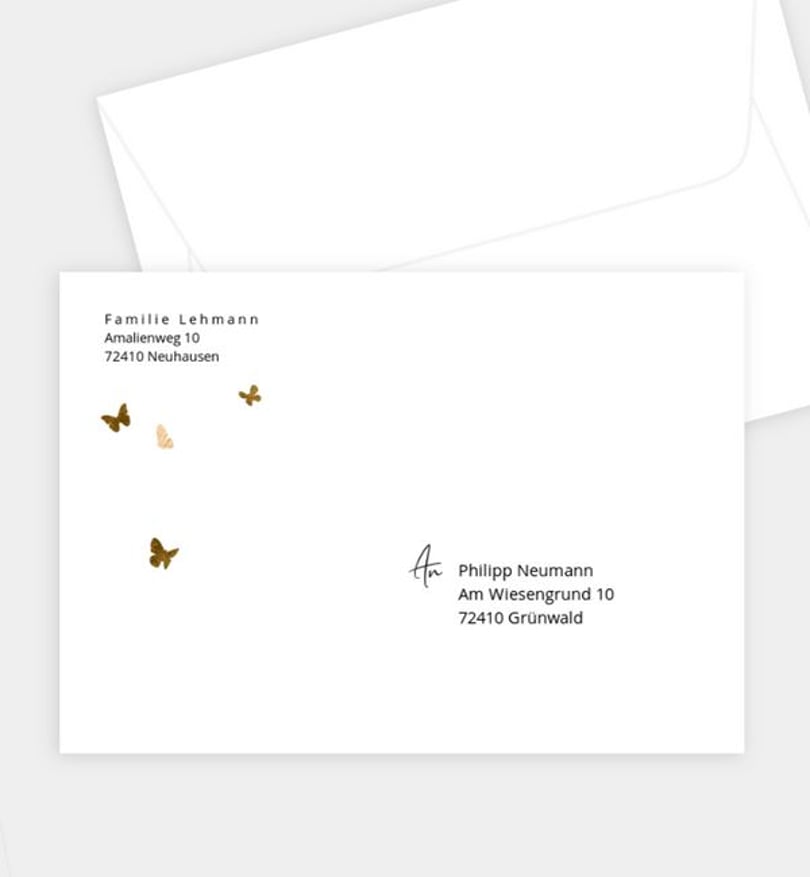 Briefumschlag Kommunion Butterfly