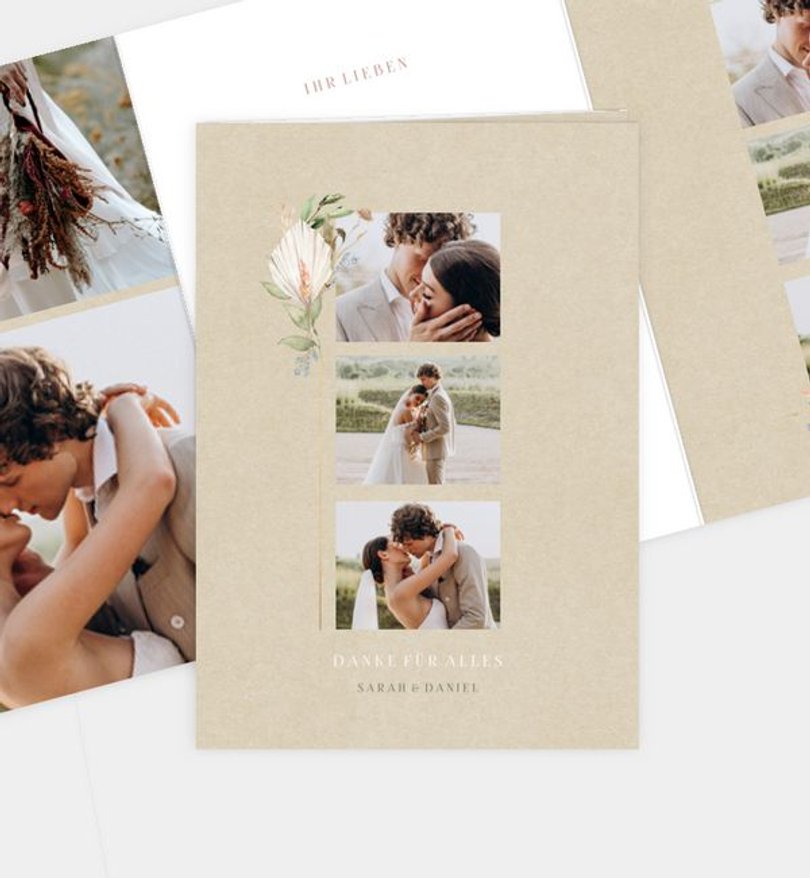 Dankeskarte Hochzeit Boho Kranz
