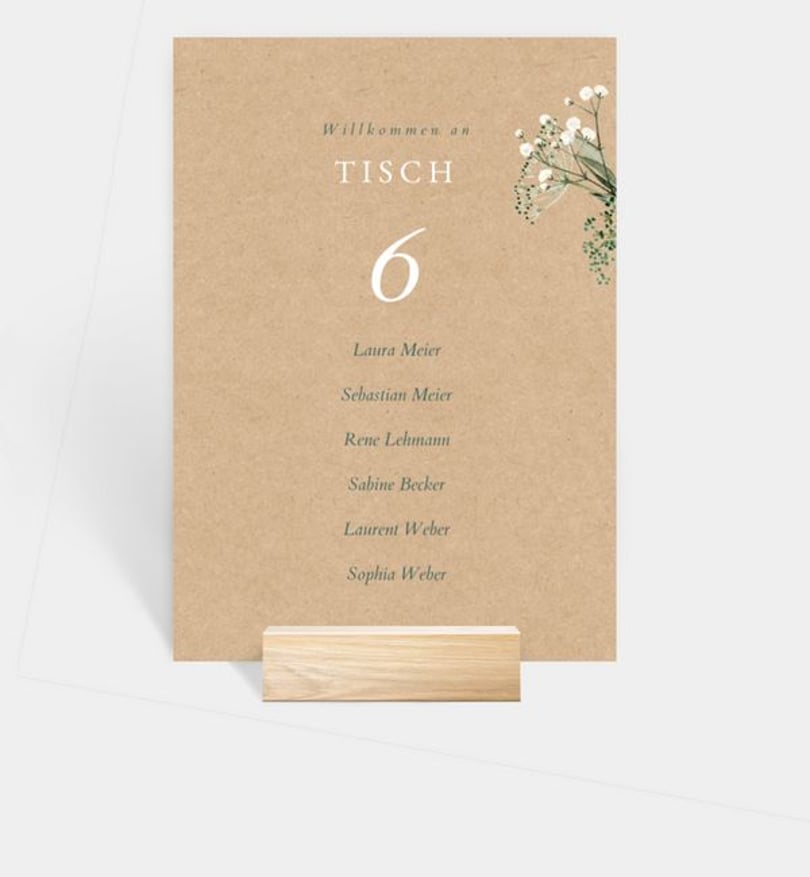 Gruppentischkarte Hochzeit Zarter Ausdruck · Vintage