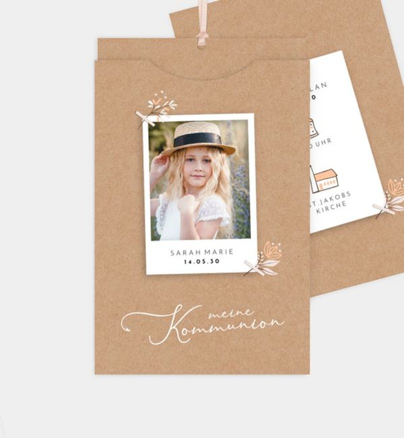 Einladungskarte Kommunion Cute Polaroid
