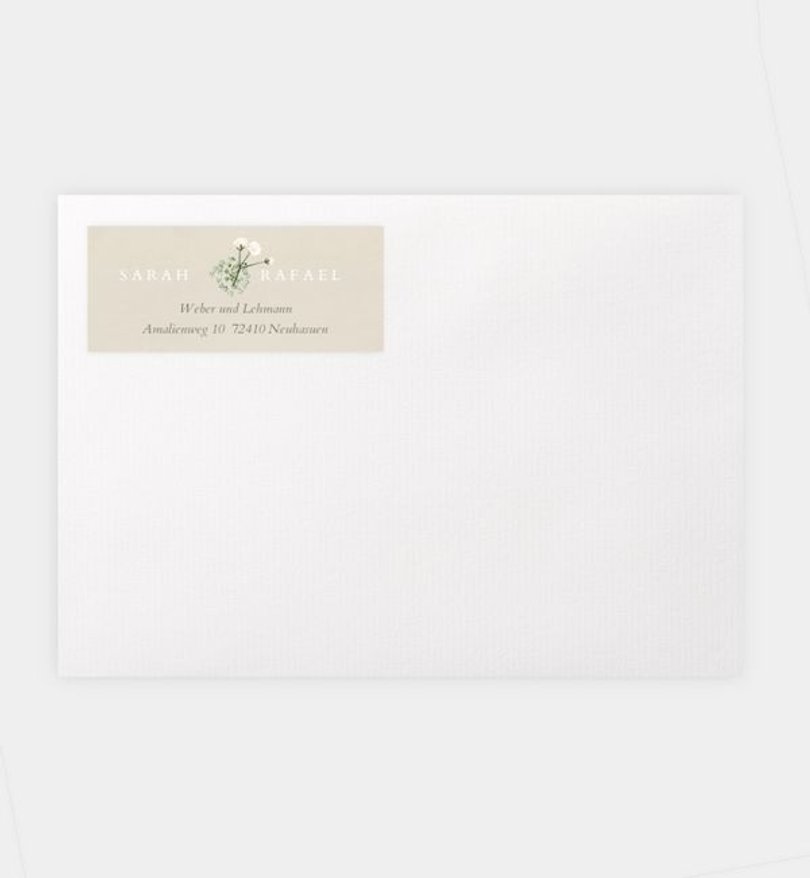 Absenderaufkleber Hochzeit Zarter Ausdruck