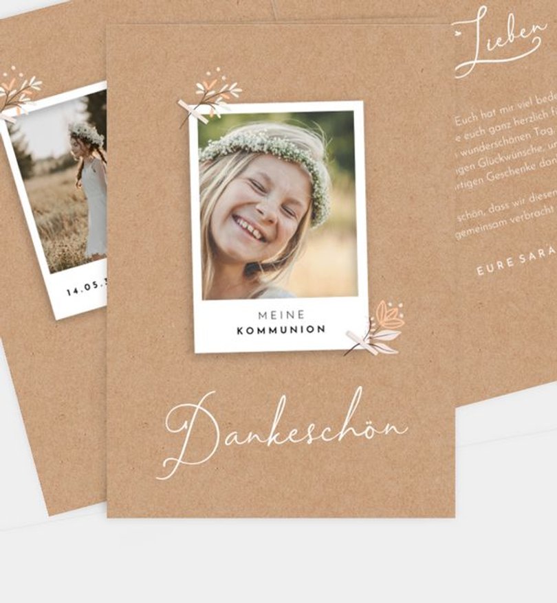Dankeskarte Kommunion Cute Polaroid