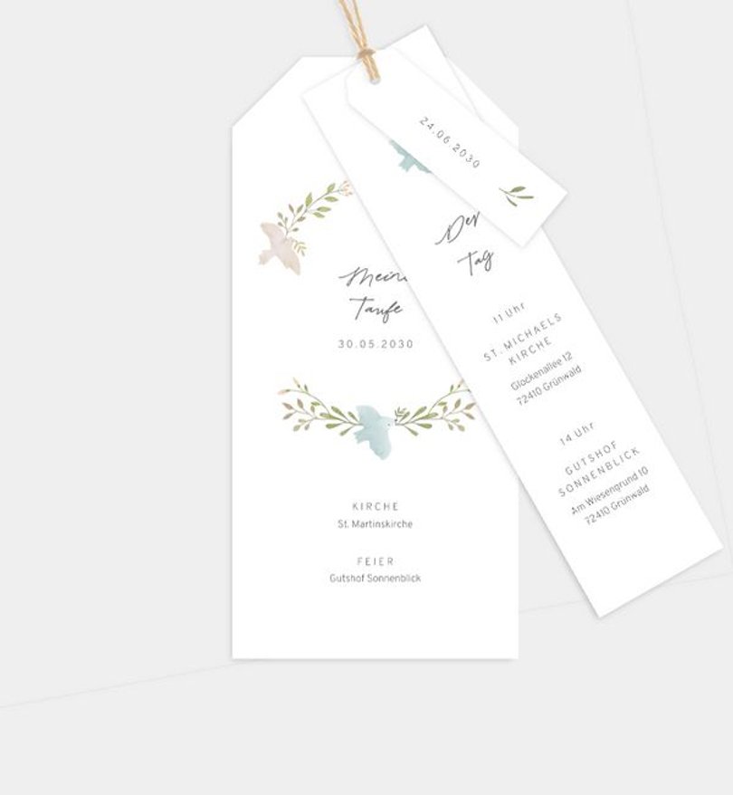 Einladungskarte Taufe Birds & Flowers