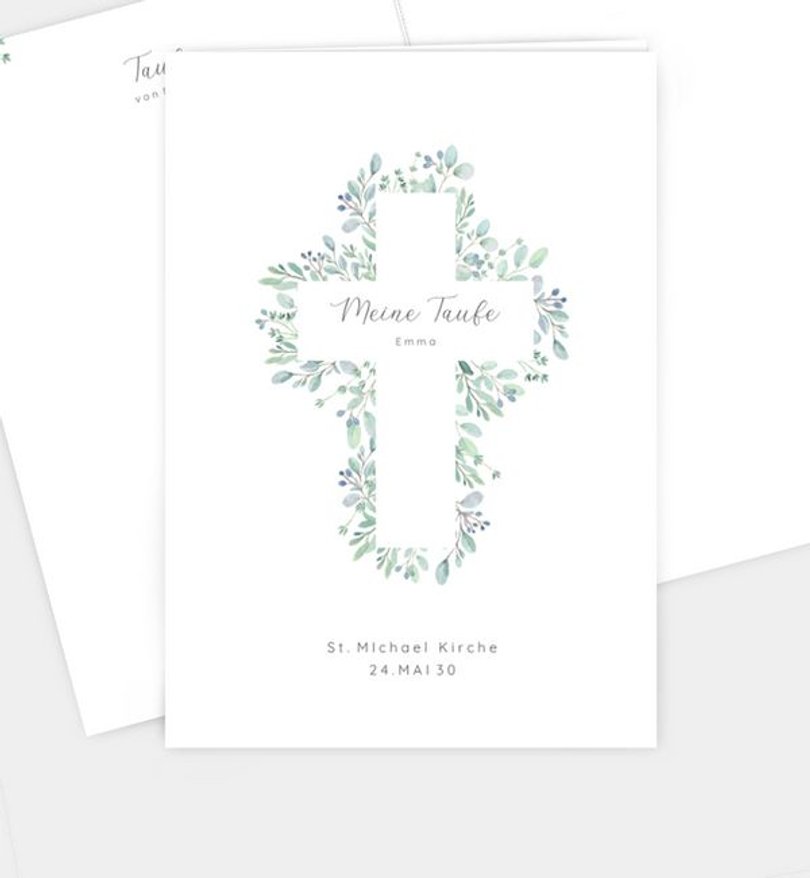 Kirchenheft Taufe Greenery Cross