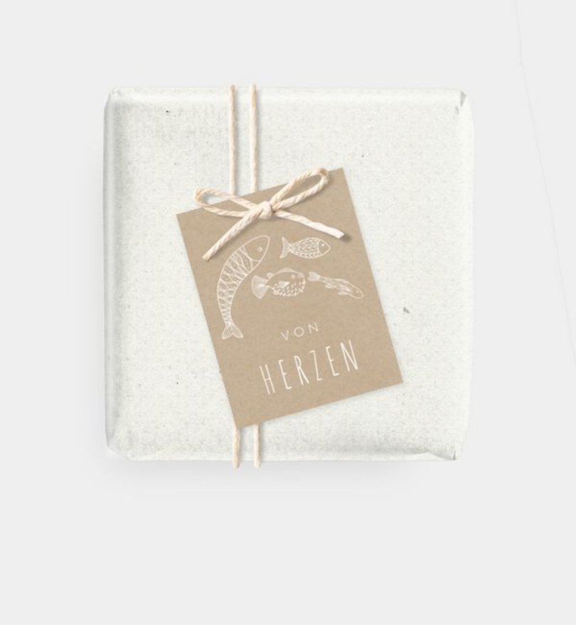 Geschenkanhänger Taufe Fischschwarm